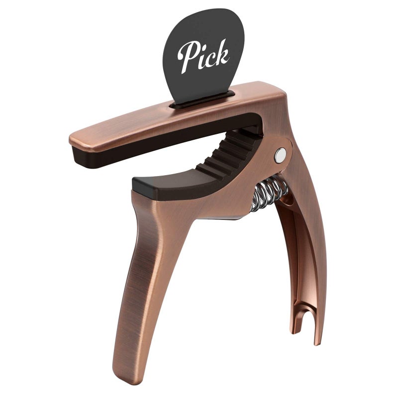 TANMUS 3in1 Guitar Capo for Acoustic and Electric Guitars(with bag&picks)-Strings Accessories-Bronze - Image 2